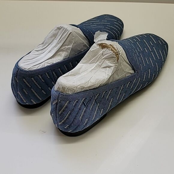 Vivaia NWT Square-Toe Patterned Loafers Blue Textured Slip-On Shoes - Picture 4 of 11